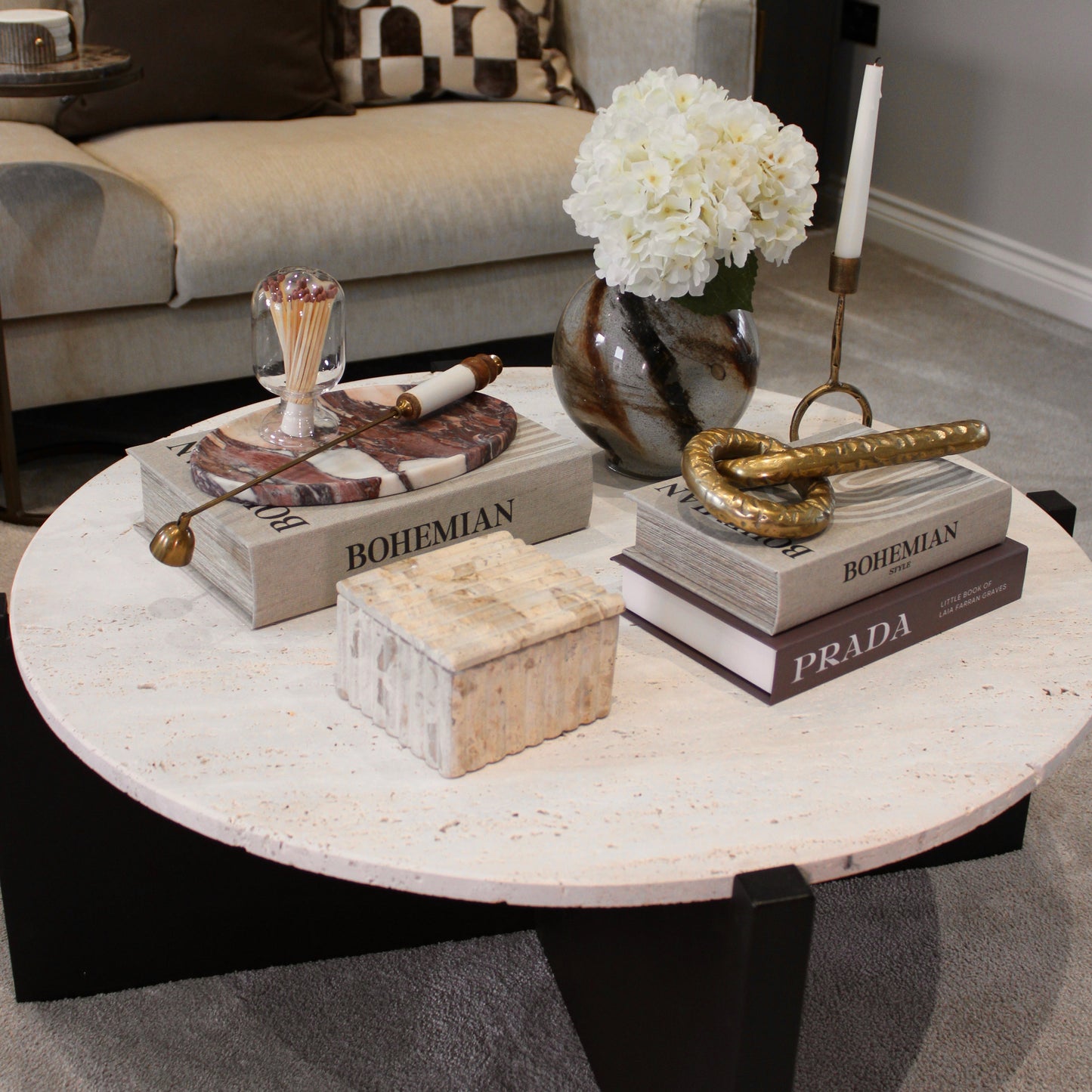 Square Chocolate Brown Marble Fluted Box