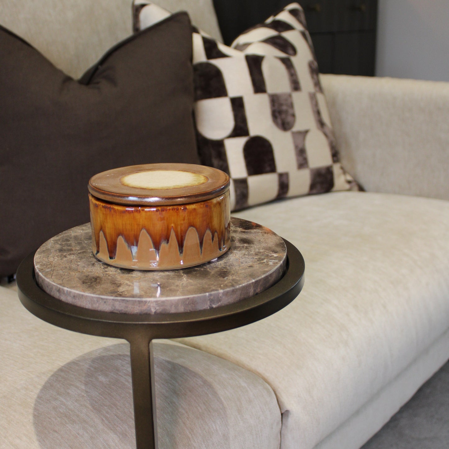 Orange/Brown Reactive Glazed Candle