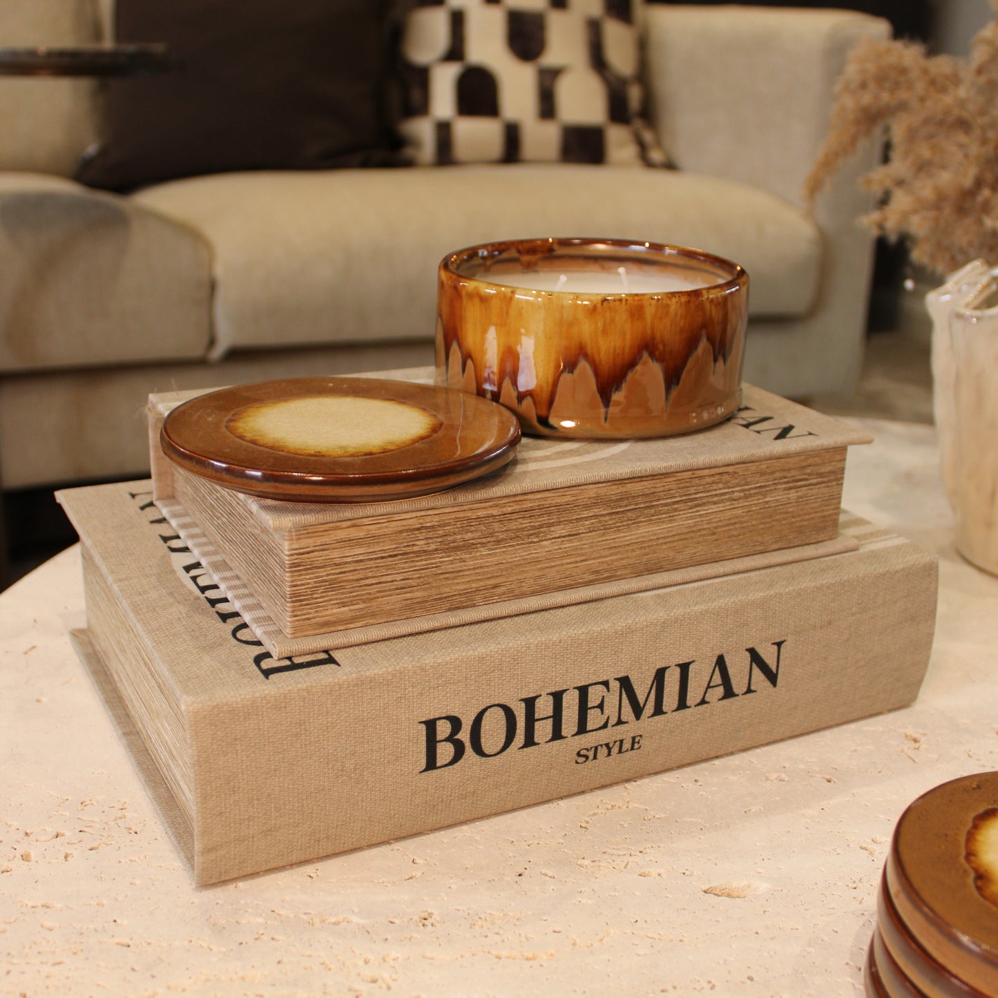 Decorative Beige Linen Coffee Table Book Boxes