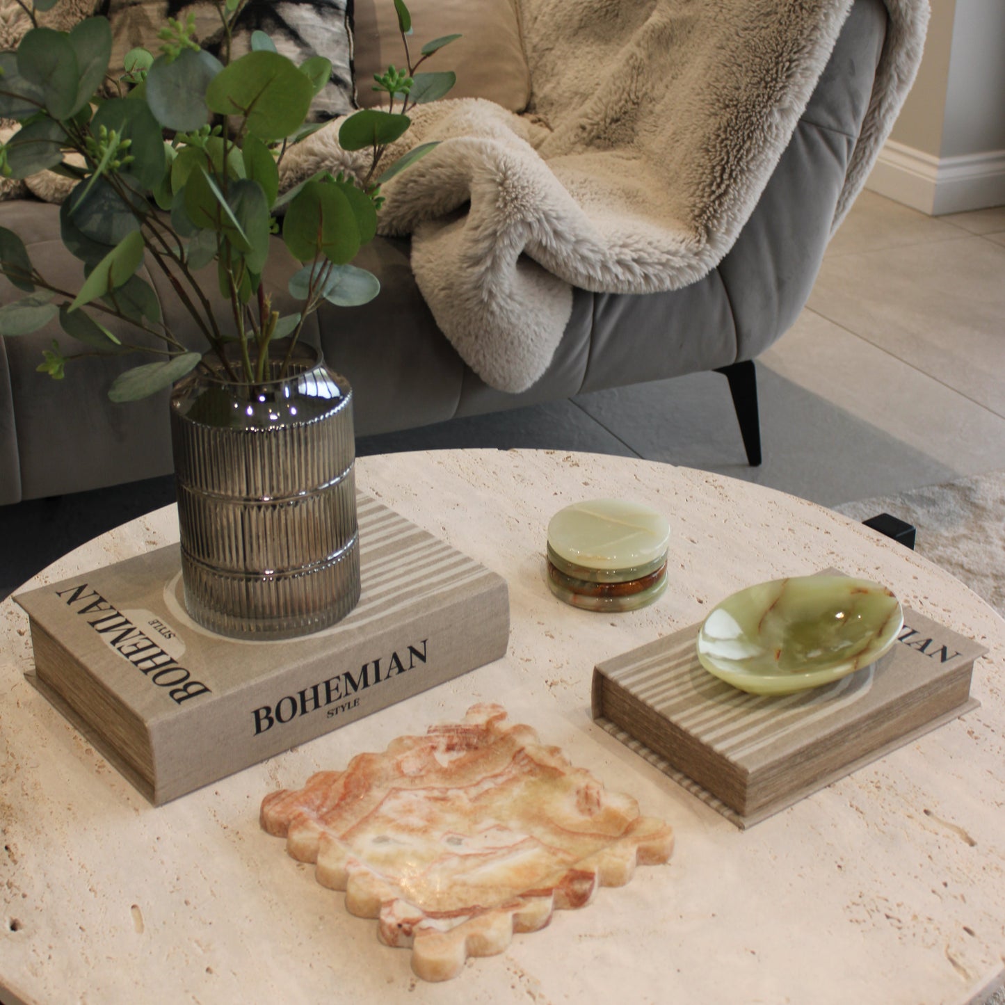 Onyx Marble Square Small Tray With Scalloped edge