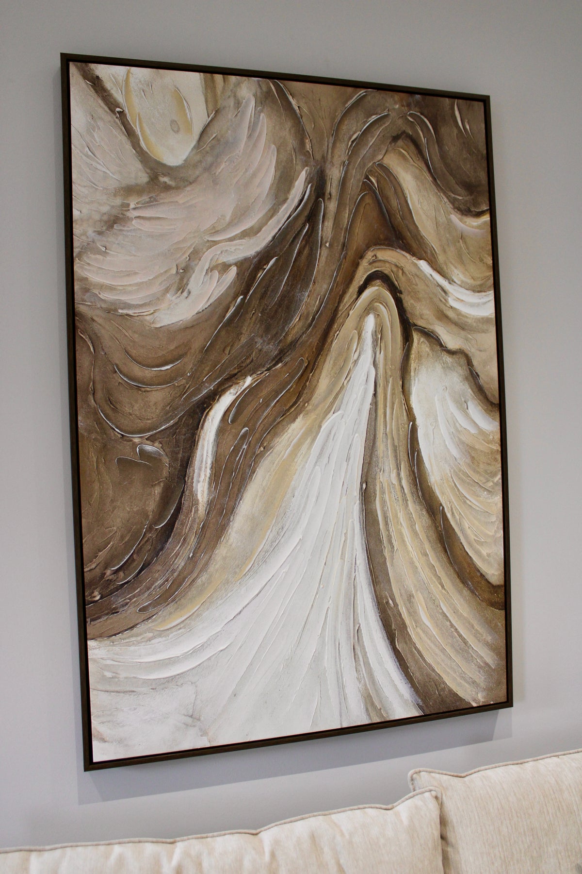Neutral & Brown Abstract Textured Wall Art Framed Canvas