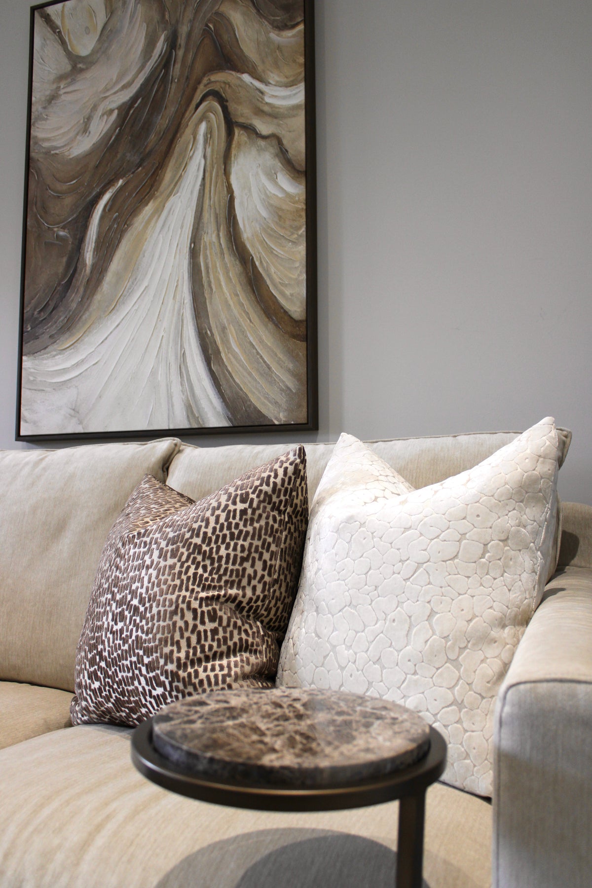 Neutral & Brown Abstract Textured Wall Art Framed Canvas