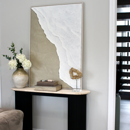Neutral & White Abstract Textured Wall Art Framed Canvas