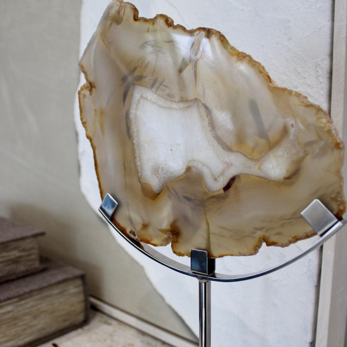 White & Silver Agate Crystal Sculpture