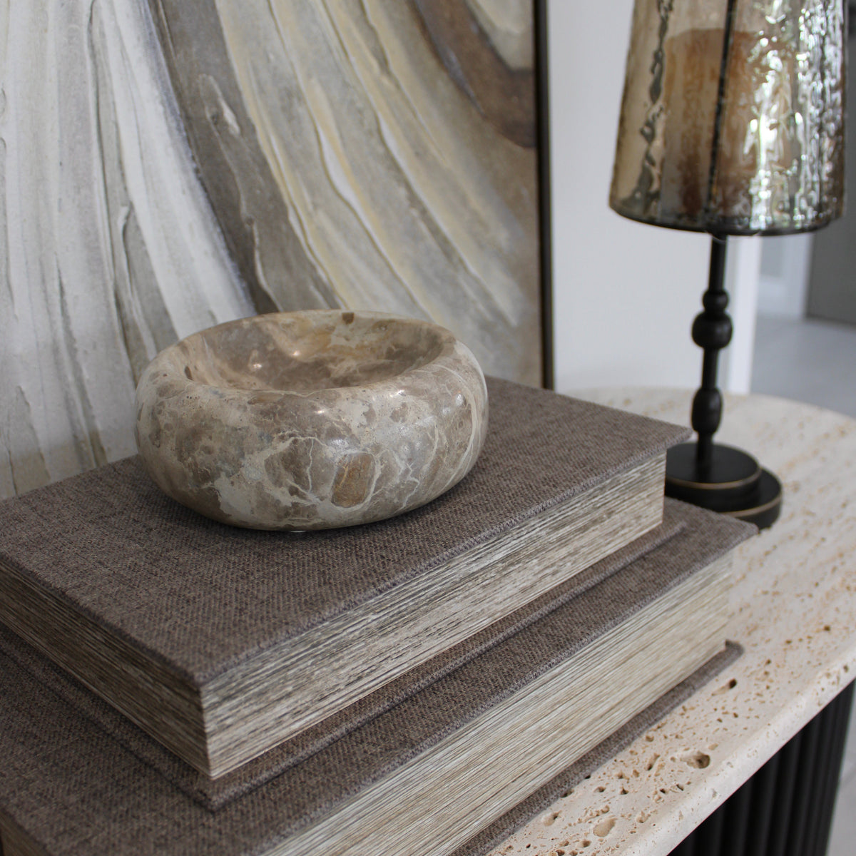 Small Chocolate Brown Marble Trinket Bowl