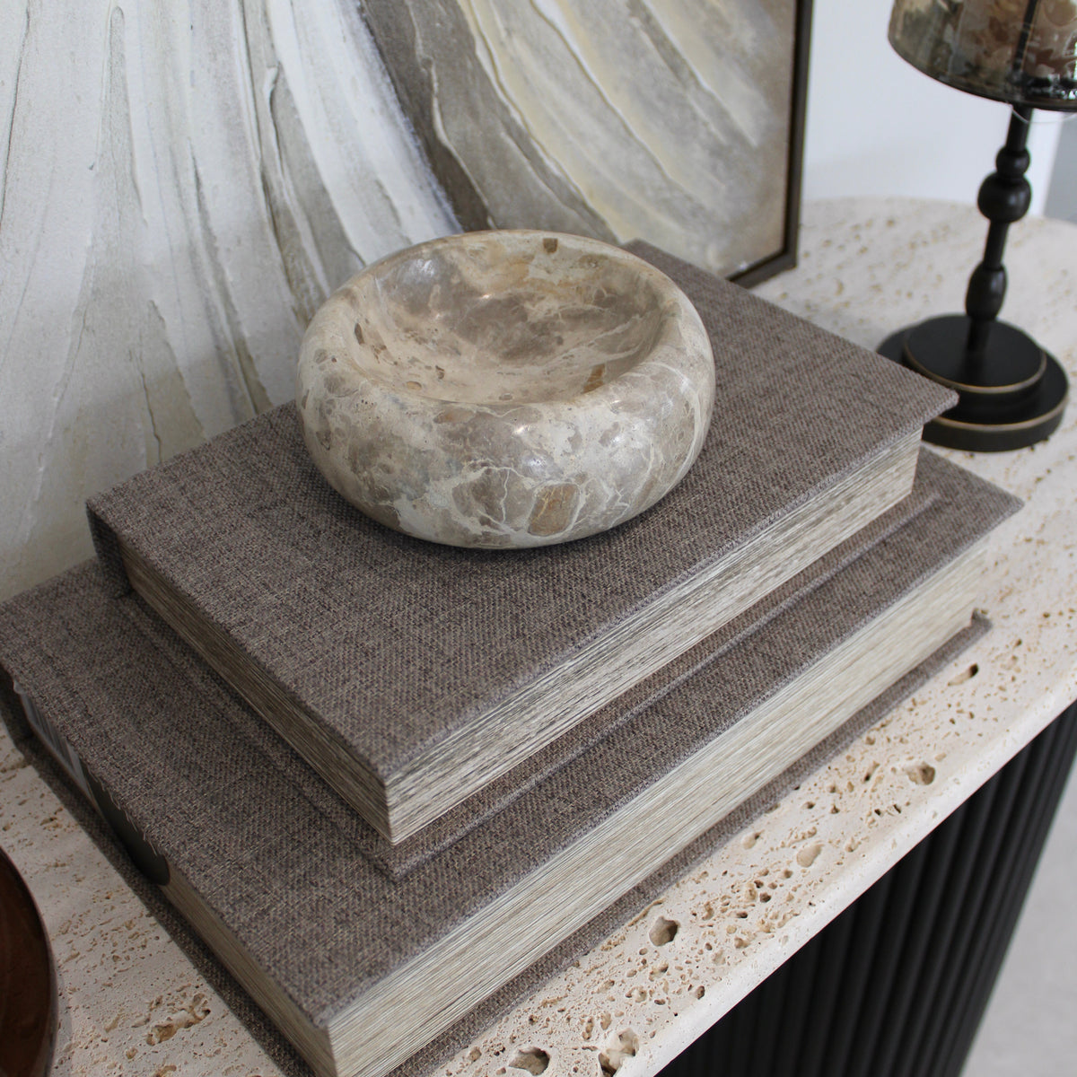 Small Chocolate Brown Marble Trinket Bowl