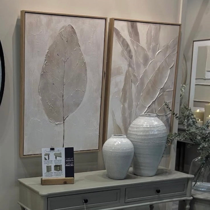 Hand Painted Leaf Framed Canvas Wall Art