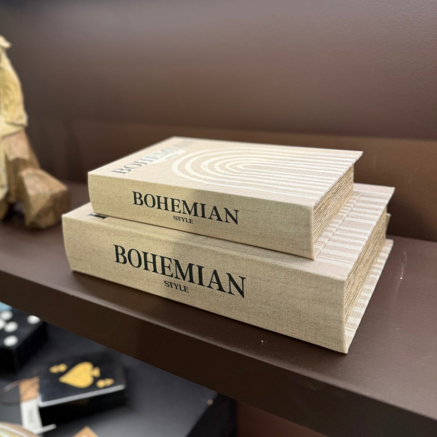 Decorative Beige Linen Coffee Table Book Boxes