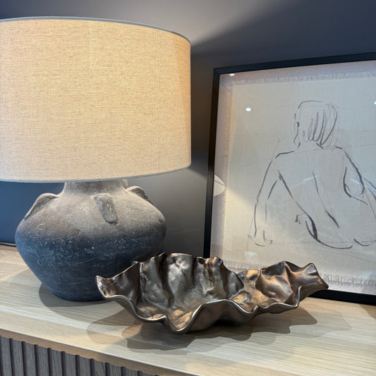 Dark Grey Lamp Stone Look Ceramic
