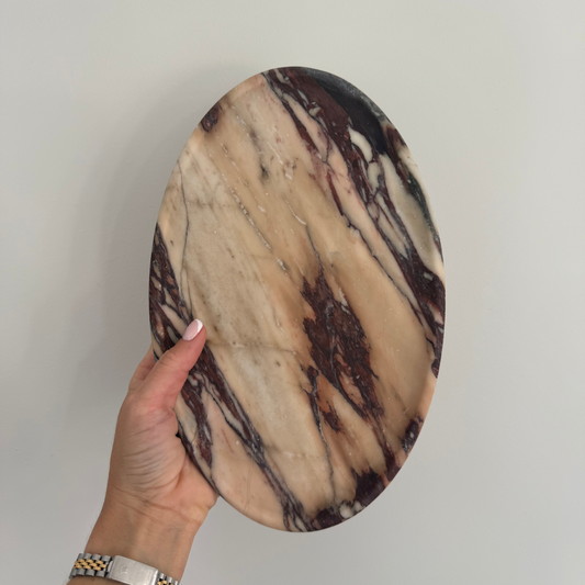 Oval Red Calacatta Viola Marble Tray