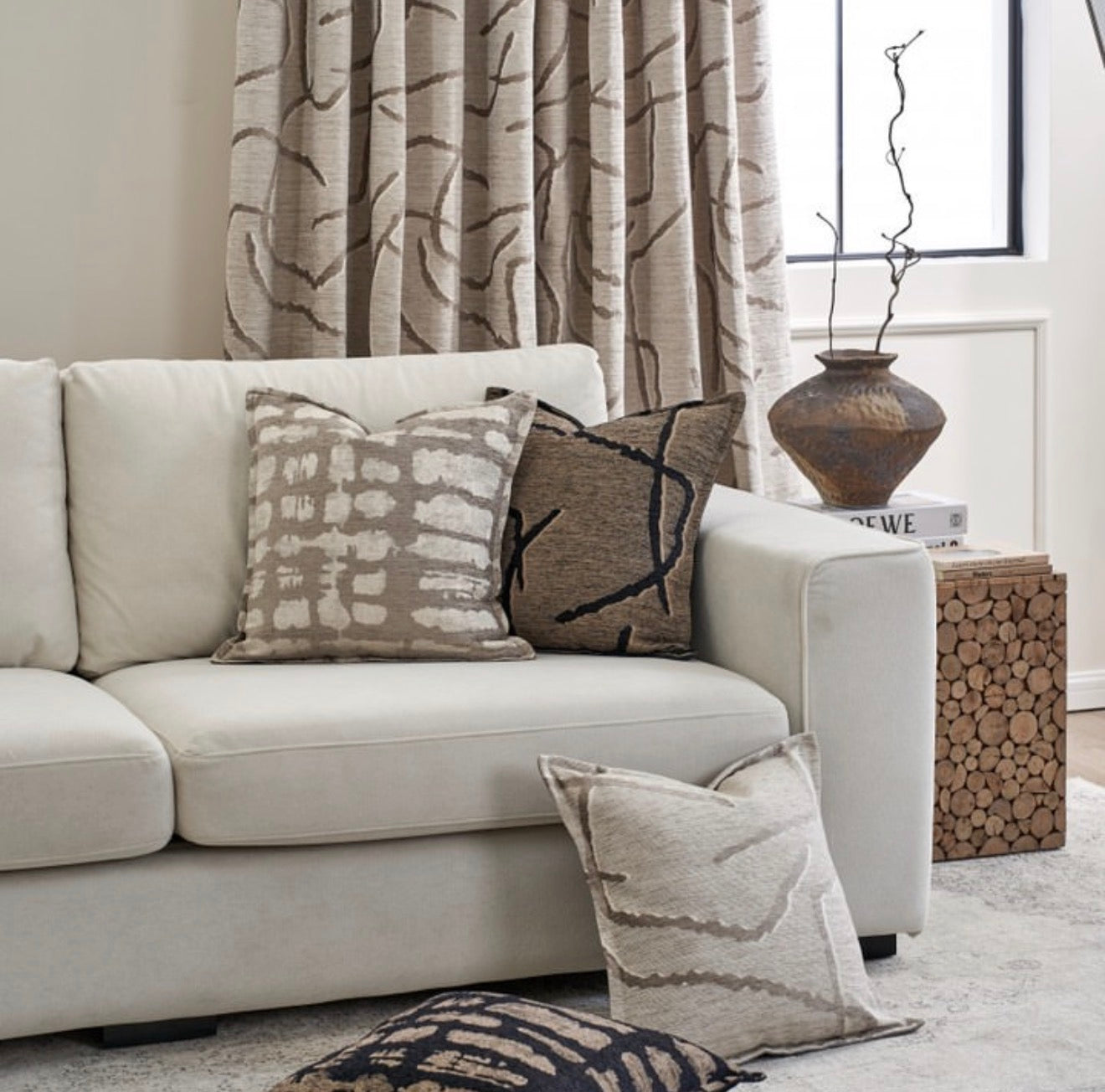 Luxury Mink & Ivory Patterned Decorative Cushion