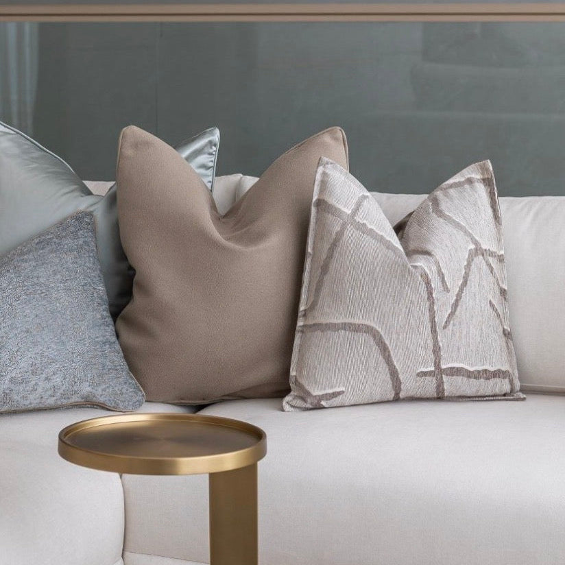 Luxury Mink & Ivory Patterned Decorative Cushion