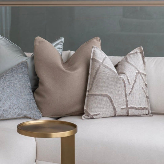 Luxury Mink & Ivory Patterned Decorative Cushion
