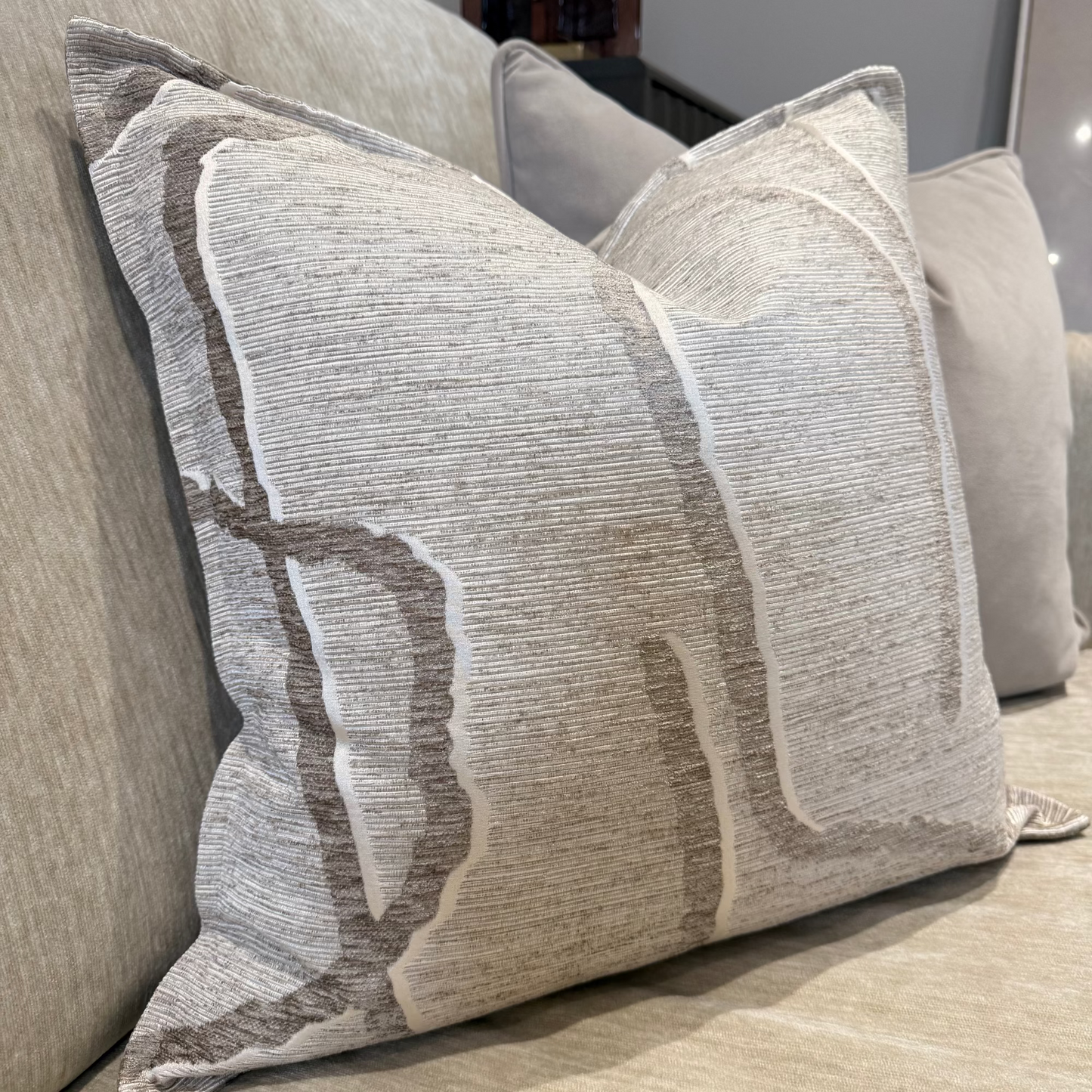 Luxury Mink & Ivory Patterned Decorative Cushion