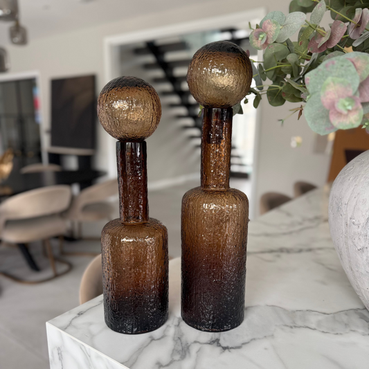 Brown Textured Glass Bottle | Large