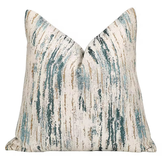 Oyster & Blue Patterned Cushion 50x50cm