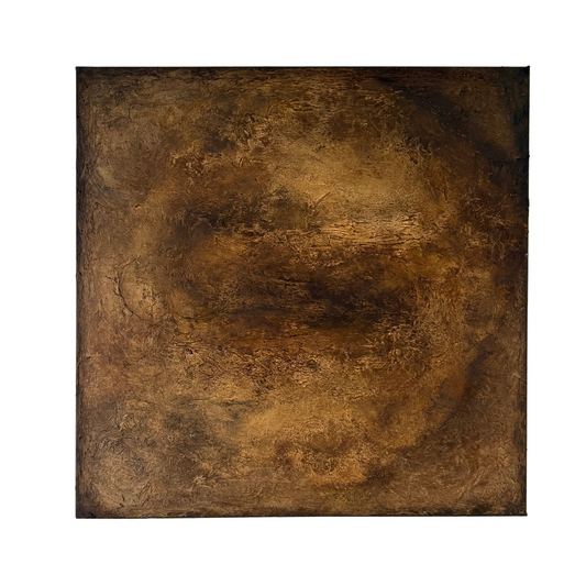 Brown Hand Painted Square Textured Canvas 60x60cm