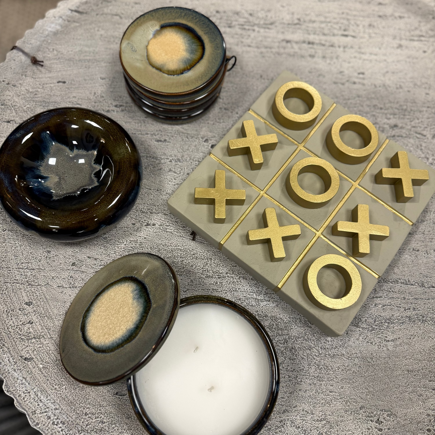 Concrete Noughts & Crosses Coffee Table Game