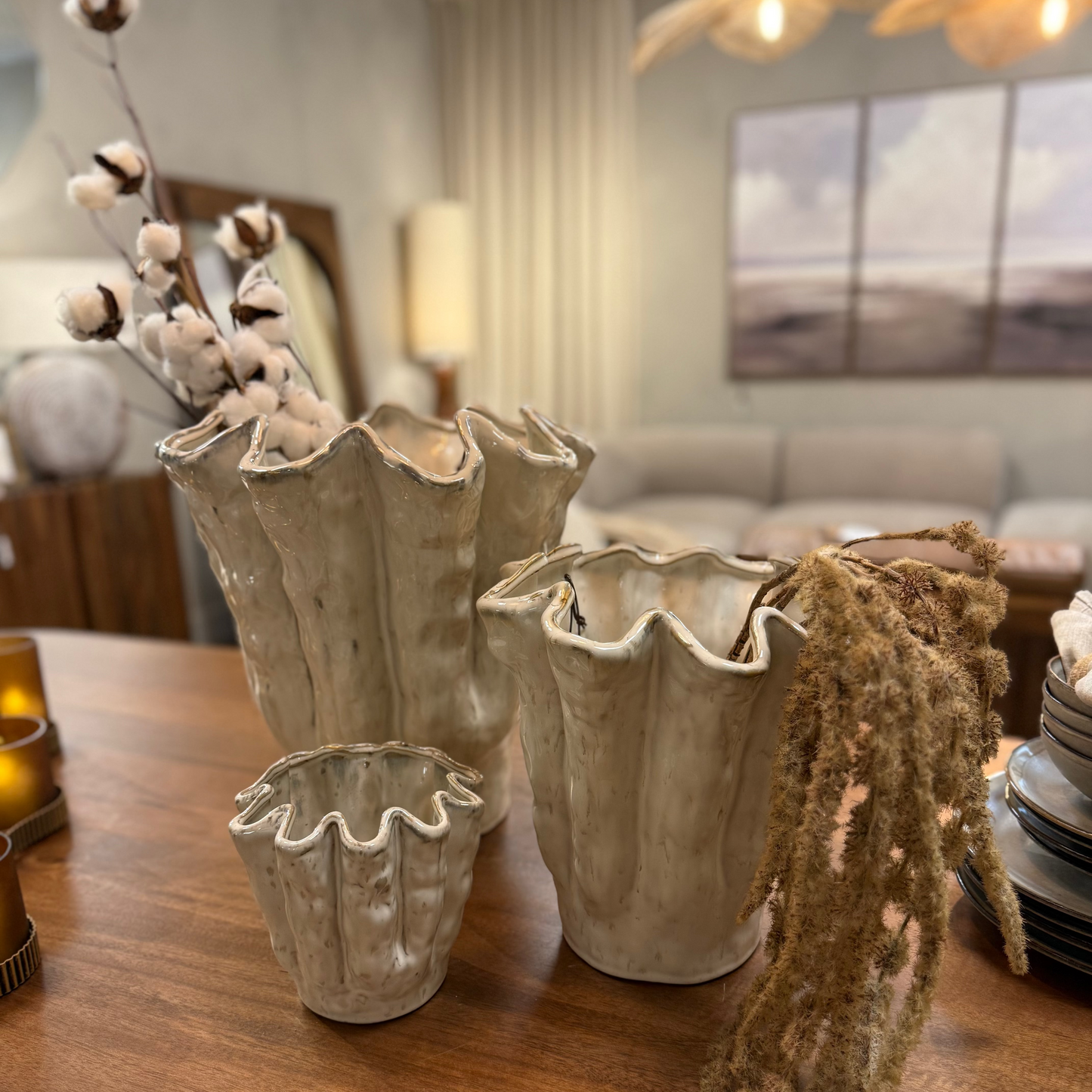 Ivory Glazed Vase Pot | Medium