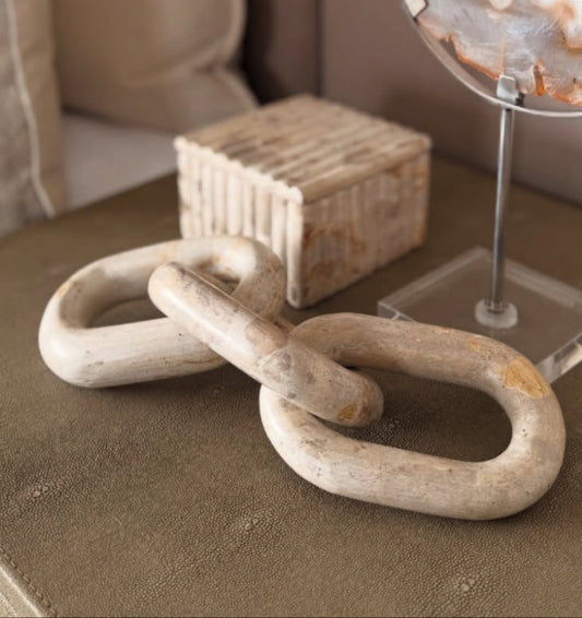 Chocolate Brown Marble Three Link Chain Sculpture Ornament
