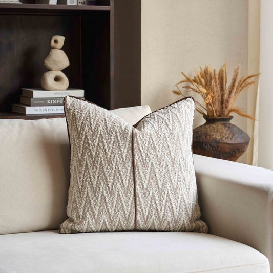 Luxury Neutral Woven Patterned Decorative Cushion