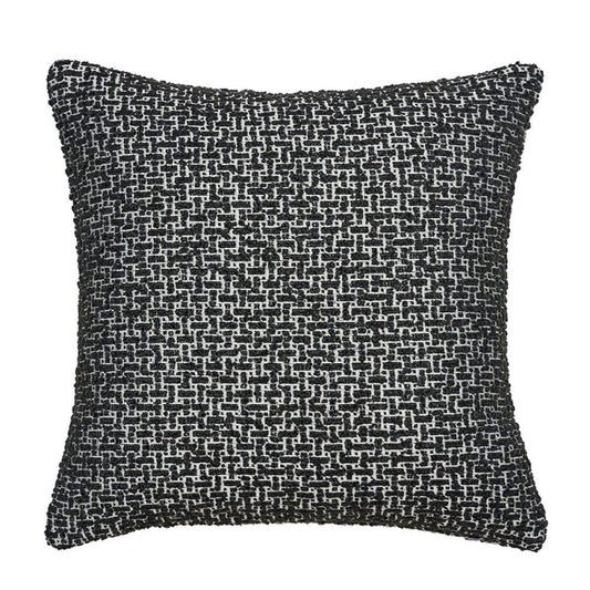 Luxury Black Patterned Boucle Woven Decorative Cushion