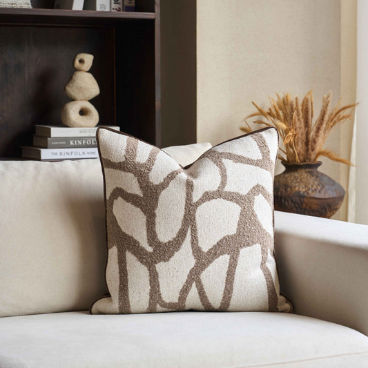 Luxury Beige & Cream Patterned Decorative Cushion