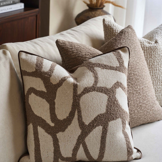 Luxury Beige & Cream Patterned Decorative Cushion