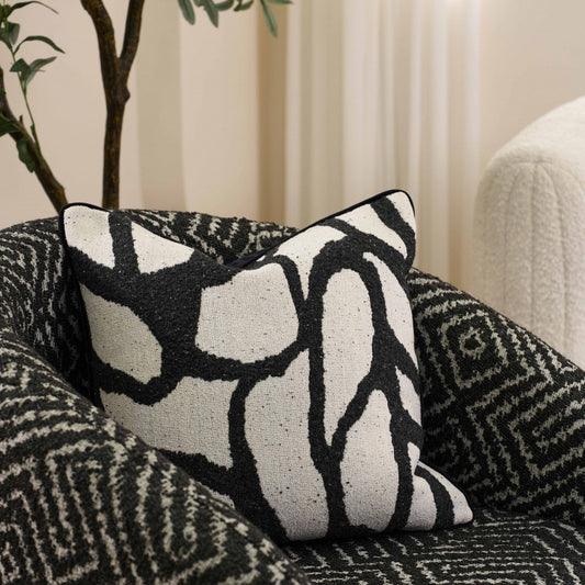 Luxury Black & White Patterned Decorative Cushion