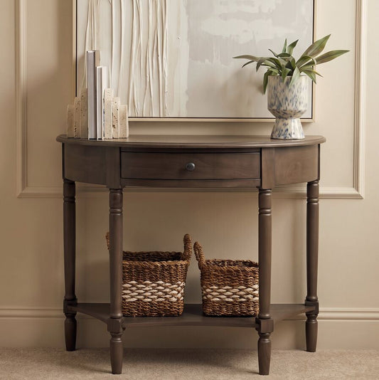 Heritage Dark Brown One Drawer Wooden Console Table