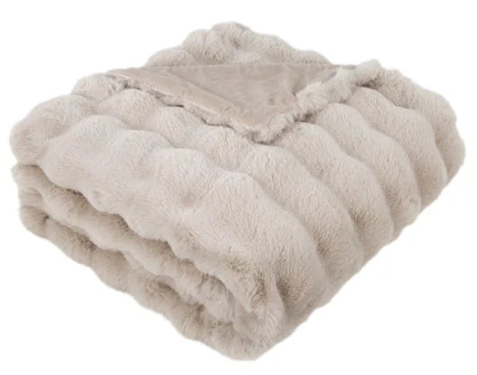 Luxury Beige Fur Throw Blanket