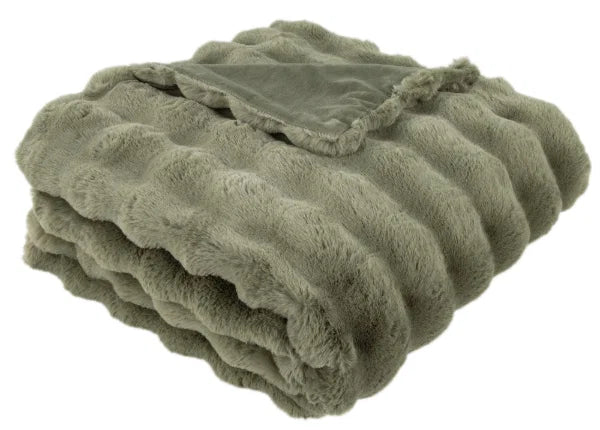 Luxury Sage Green Fur Throw Blanket