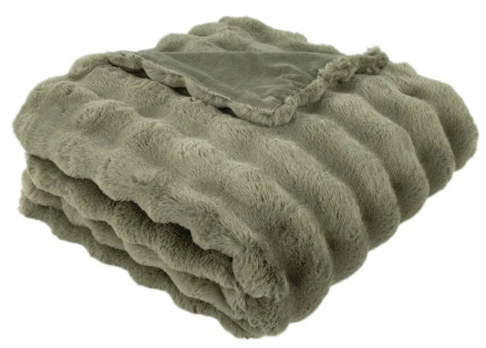 Luxury Sage Green Fur Throw Blanket