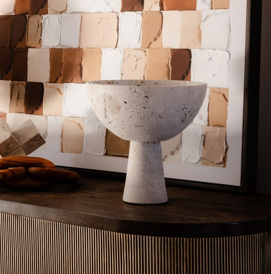 Travertine Pedestal Bowl
