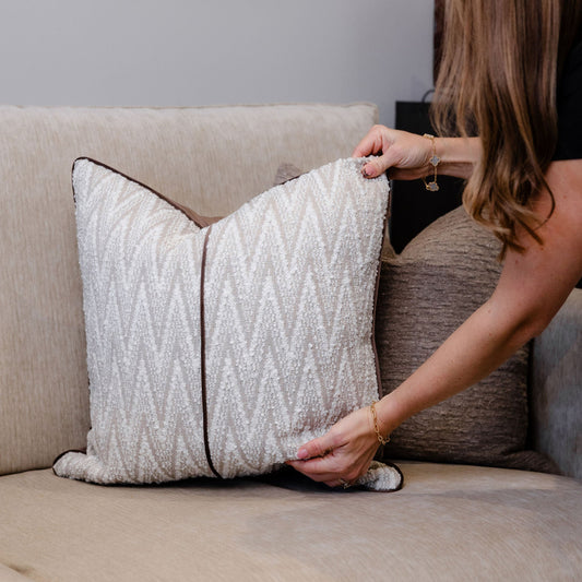 Luxury Neutral Woven Patterned Decorative Cushion