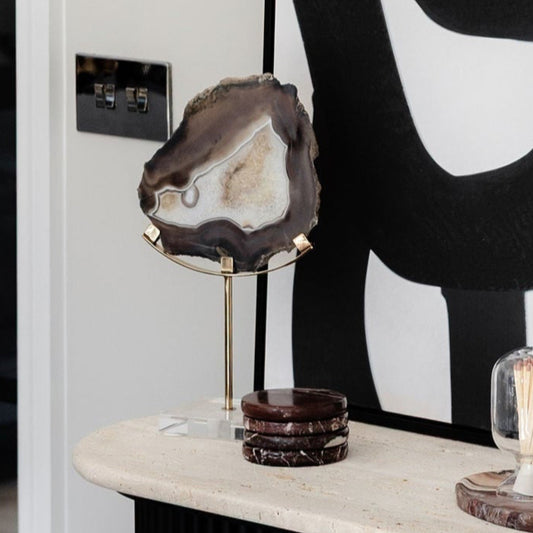 Brown & Gold Agate Crystal Sculpture