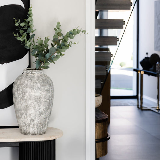Large Tall Aged Stone Ceramic Vase